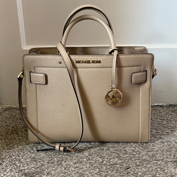 Michael Kors Handbags - Michael Kors Beige Leather Satchel